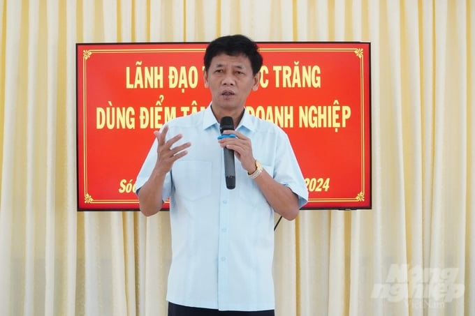 Ông Lâm Văn Mẫn, Bí thư Tỉnh ủy Sóc Trăng đánh giá cao những nỗ lực của cộng đồng doanh nghiệp trong tỉnh, vượt qua khó khăn trong bối cảnh kinh tế nhiều biến động trong năm 2023. Ảnh: Kim Anh.